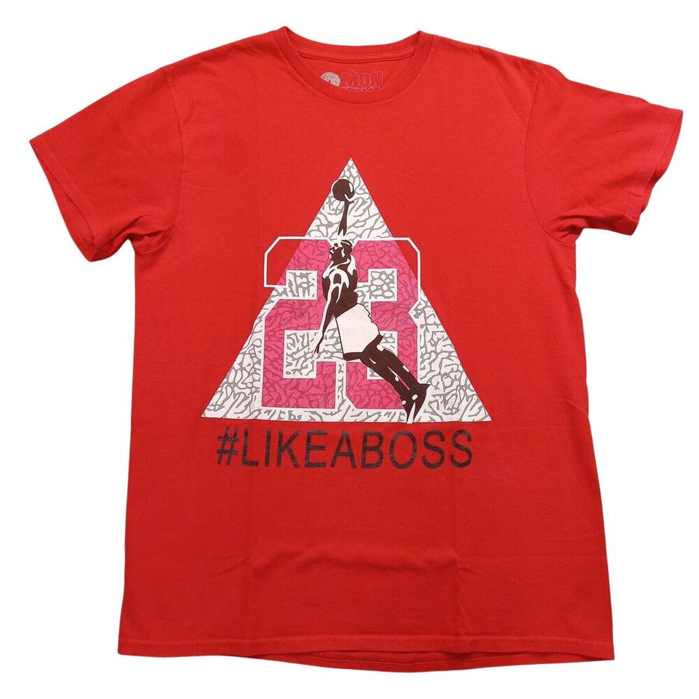 2 Monkeys T-Shirt M #LikeABoss Michael Jordan 23 Short Sleeve Red